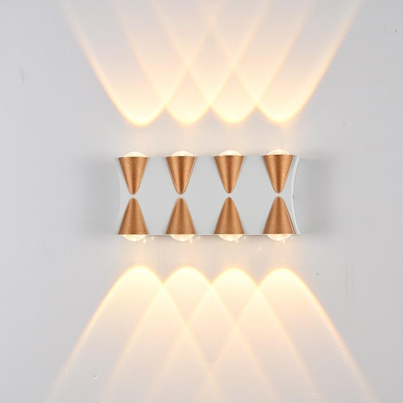 Luz LED de pared de 8W, resistente al agua, IP65, lámpara de pared de aluminio para jardín, luz fuerte, luz dorada, negra, blanca, interior y exterior