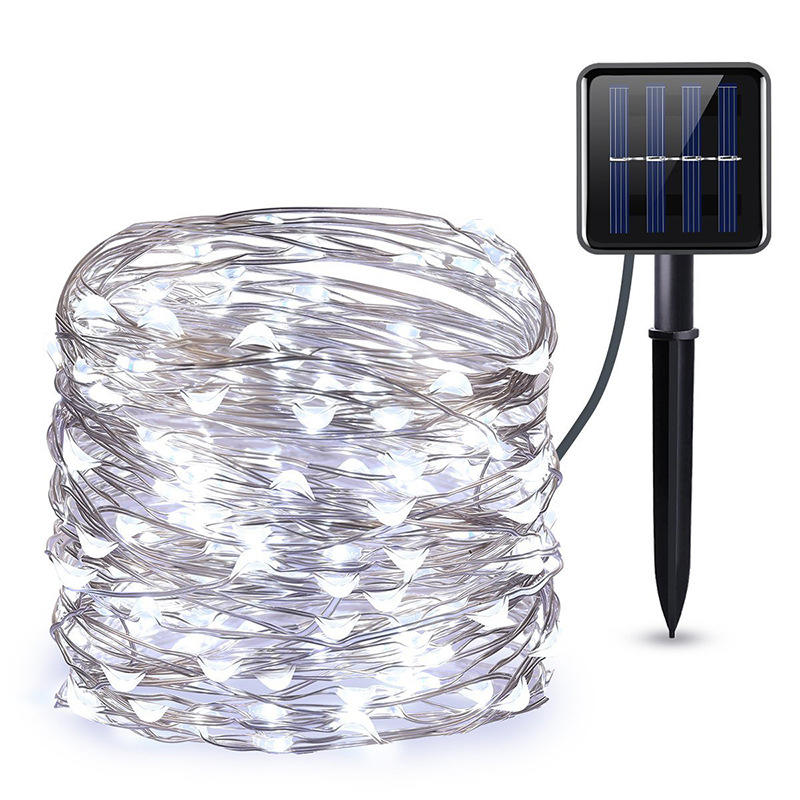 Luces de hadas de cadena solar 200 m Luces de Navidad Guirnalda impermeable al aire libre Lámpara de energía solar Navidad para decoración de jardín.