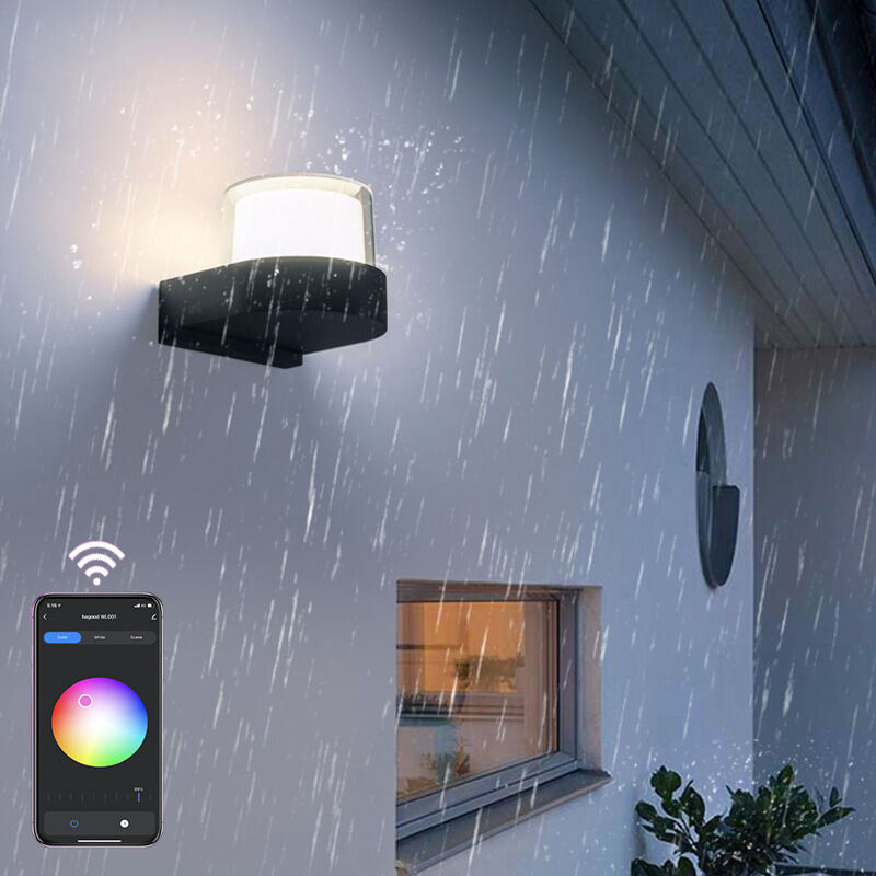2023 Tuya APP Controle LED lámpara de pared inteligente IP65 impermeable colorida lámpara de pared decorativa de moda