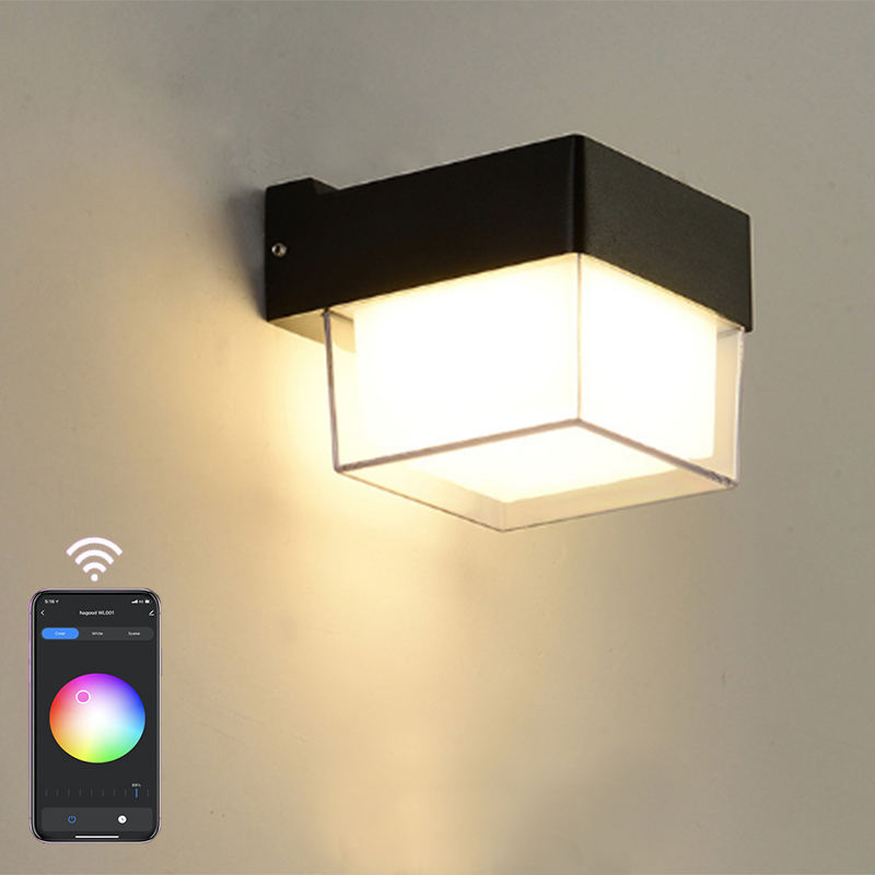 2023 Tuya APP Controle LED lámpara de pared inteligente IP65 impermeable colorida lámpara de pared decorativa de moda