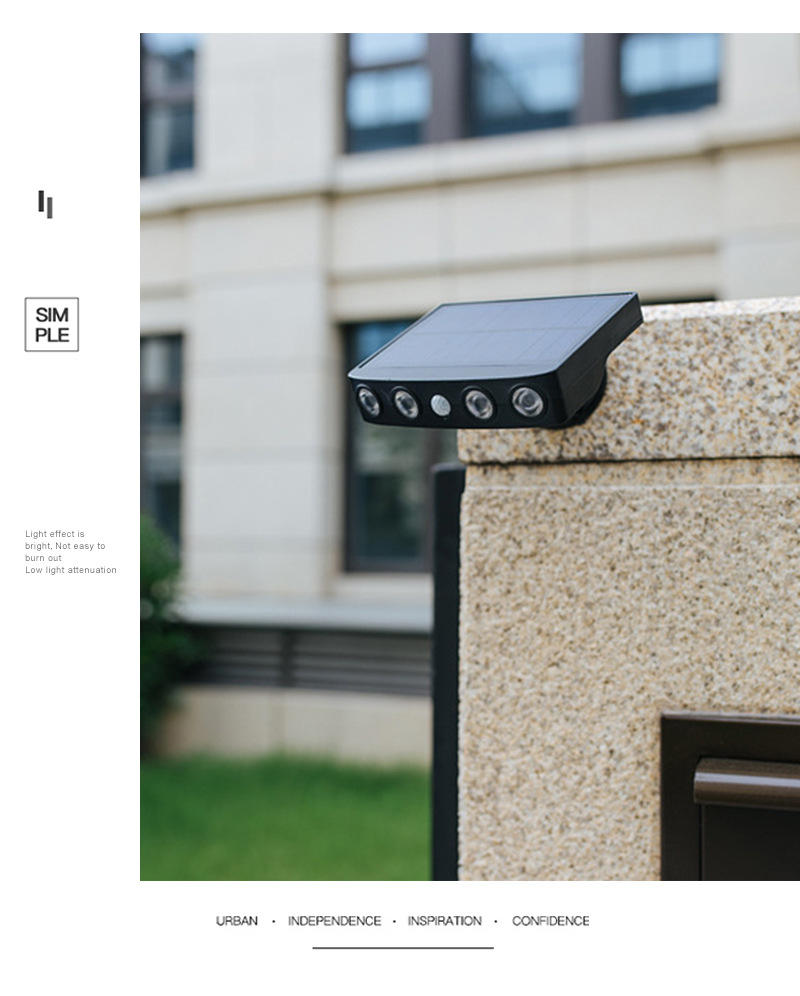 Nueva llegada Exterior IP65 Sensor de movimiento al aire libre Lámpara de luz de pared solar Exterior / Linterna solar Luces solares al aire libre