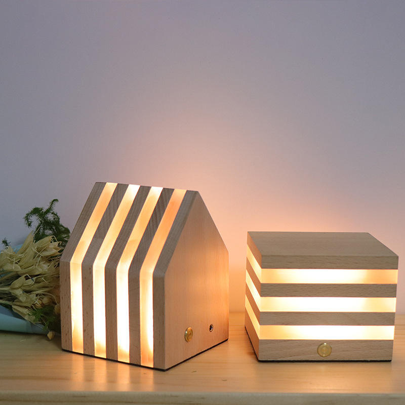 Lámpara de mesa LED de luna, lámpara de bola de mesa de madera, bola de lino regulable, pantalla de ratán, USB, luz de noche para dormitorio, decoración del hogar
