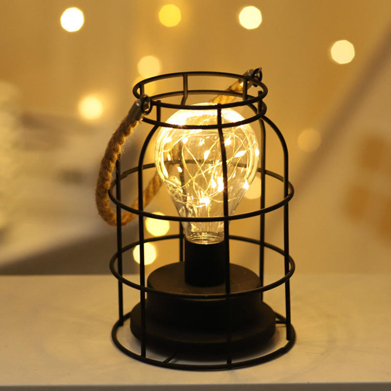 Lámparas de mesa de arte del hierro Retro para dormitorio, sala de estar, lámpara de noche LED, lámpara de cama, luz de noche, luz decorativa de Navidad