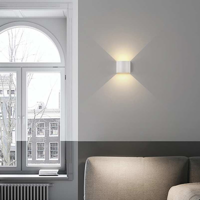 Luz LED decorativa de 6W y 12W, moderna lámpara de pared Semicircular impermeable para exteriores, ángulo de iluminación de pared hacia arriba y hacia abajo, luz regulable