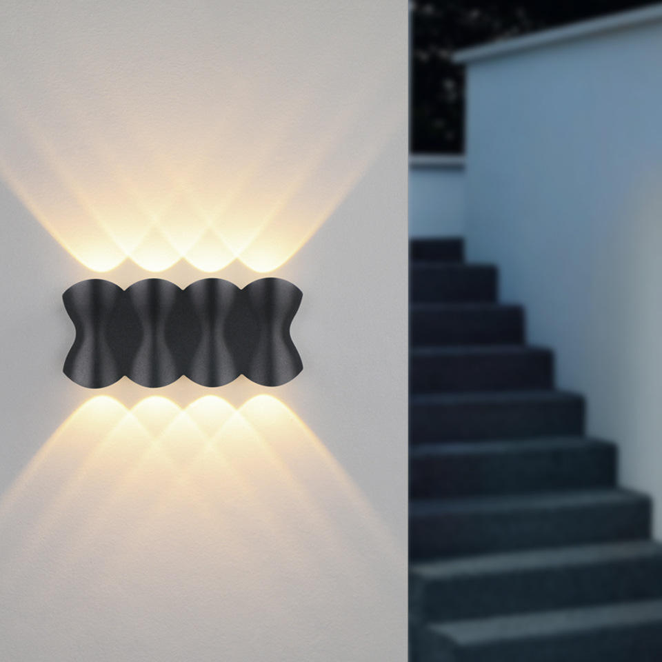 Moderna lámpara de pared LED de 12W para exteriores, resistente al agua, IP65, de aluminio, luz de pared hacia arriba y hacia abajo, candelabro de decoración para porche de jardín, luz de 110V y 220V