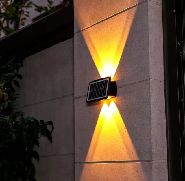 4LEDSolar luz de pared al aire libre impermeable LED luces de pared para patio calle paisaje jardín decoración lámpara Solar pared exterior