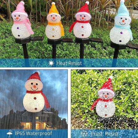 Luces LED solares navideñas para decoración de jardín, muñeco de nieve, luz impermeable, lámpara de poste para exteriores, paisaje de césped, iluminación Solar Led 2023