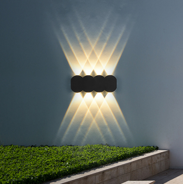 Moderna lámpara de pared LED de 4W para exteriores, resistente al agua, IP65, de aluminio, luz de pared hacia arriba y hacia abajo, aplique de decoración para porche de jardín, luz de 110V y 220V