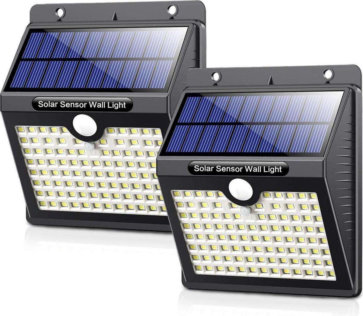 Lámpara solar exterior con sensor de movimiento - 97 LEDs - Luz blanca - Iluminación solar para jardín - IP65 a prueba de agua - Para jardín / Lámpara de pared