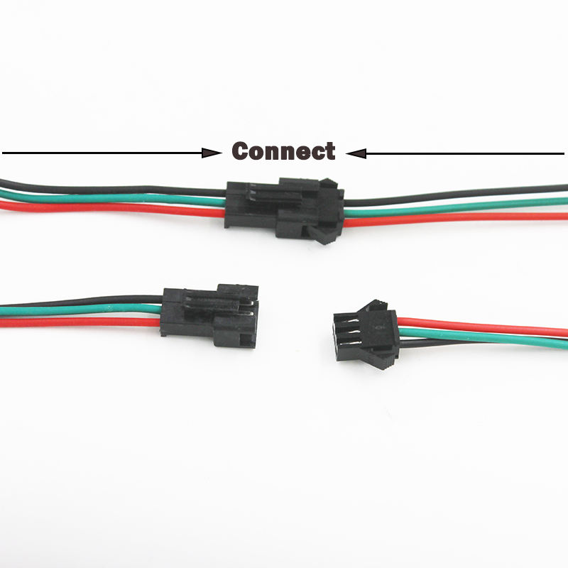 JST SM 3 pines/cabeza macho a hembra enchufe/cable conector rápido para tira de LED RGB WS2812B