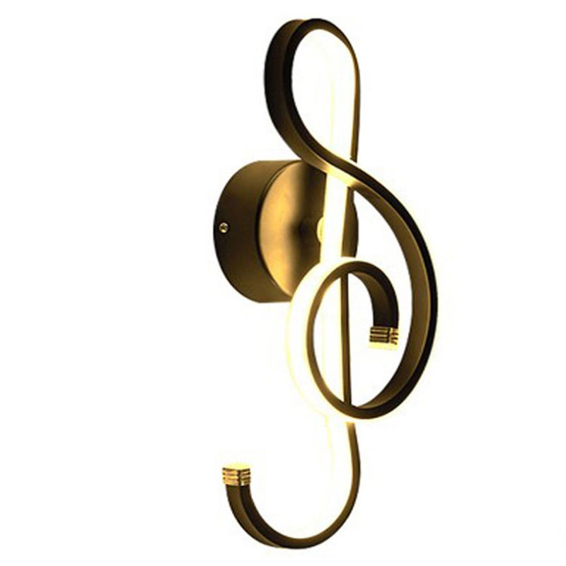 Nota musical, candelabro de pared LED decorativo de aluminio de estilo minimalista moderno, creativo dormitorio, sala de estar, pasillo, luz de pared