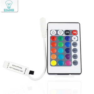 Controlador LED de 24 teclas, controlador remoto IR RGB DC12V con Mini receptor, regulador de intensidad de controlador LED apto para tira de luz LED RGB 5050/3528