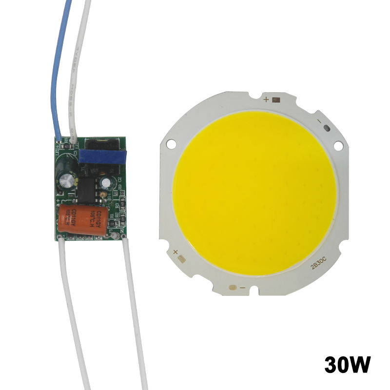 Cuenta de lámpara LED COB, Chip de fuente de luz de 10W-30W, conversión de interruptor frío/caliente con adaptador de corriente de Control de segmento, controlador DIY