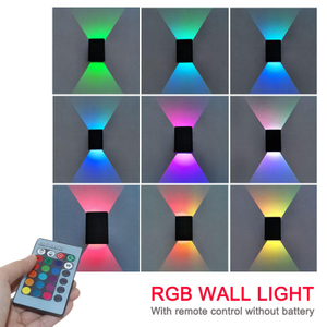 Lámpara de pared LED moderna Proyecto de riel de aluminio RGB Lámpara de pared LED redonda hacia arriba y hacia abajo luces de noche decoración de pared del dormitorio artes