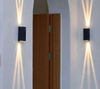 Lámpara de pared de tres haces de carcasa negra de 6W IP65, luz de pared impermeable para exteriores, lámpara de jardín, lámpara de calle 