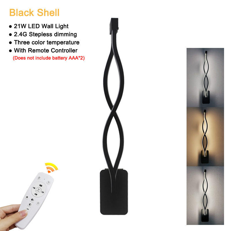 Lámpara de pared LED, decoración de iluminación moderna para el hogar, lámpara de pared de tres colores, atenuación de 2,4G, control remoto, luces de aluminio