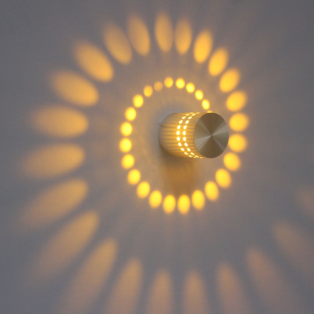 1W 3W Fábrica de alta calidad Espiral Agujero Aplique LED Lámpara de pared Luz de noche interior con el mejor servicio y bajo precio Vestidor Apliques Led Vanidad
