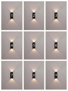 Lámpara de pared con letras, lámpara de pared digital hacia arriba y hacia abajo, lámpara de pared LED, número de casa, luz de pared led, iluminación de pared exterior para exteriores, aplique de pared led para exteriores