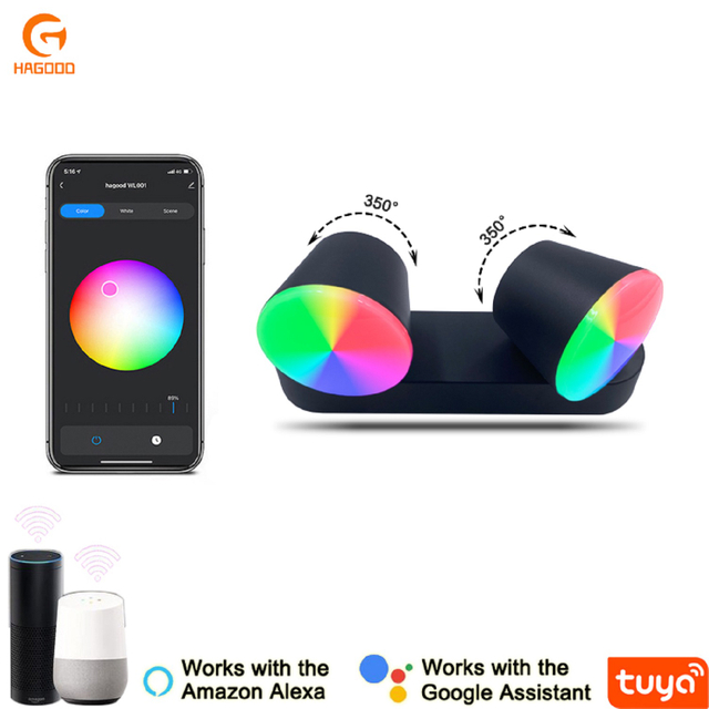 9W luces de pared led control de aplicación luces led luz de pared inteligente control de teléfono móvil luz de pared forma de taza de té se puede girar luces de control de aplicación TUYA