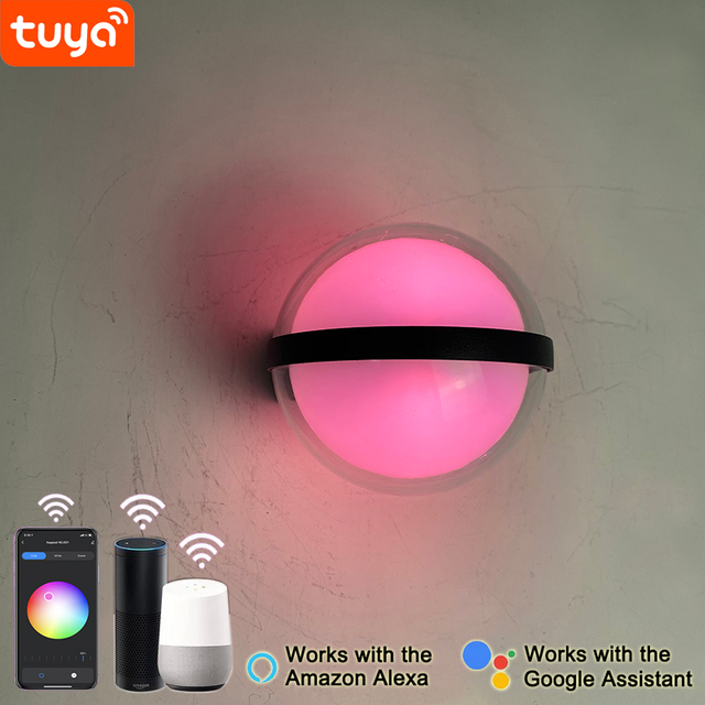 Lámpara de pared inteligente de 9 W, lámpara de pared inteligente, luces controladas por aplicación, lámpara de pared con Control de aplicación Tuya, lámpara de pared LED con control de teléfono móvil 