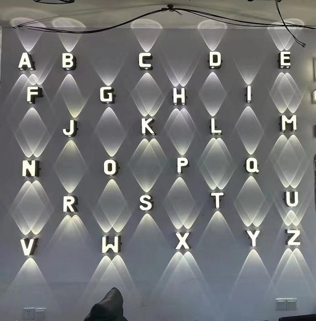 10W 11W 12W Alfabeto Lámpara Letra Luz DIY Empresa LOGO Alfabeto Lámpara de pared montaje en pared luz led lámpara de pared en la sala de estar luces de pared led para dormitorio