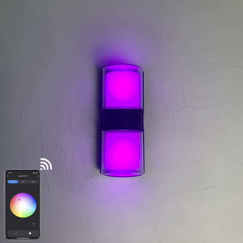 9W APP Control RGBW Home Bar Hotel Decorativo Wifi Smart APP Luces de pared Lámparas de pared LED para exteriores
