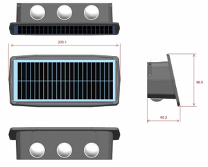 luz solar al aire libre led lámpara de luz de pared led con energía solar luz solar led al aire libre balcón impermeable luces solares de altura patio paisaje de la calle 