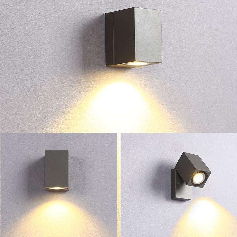 Luz de pared impermeable para exteriores, luz de pared cuadrada de ángulo ajustable, luz de pared de inducción de cuerpo humano, foco de inducción para jardín y Villa