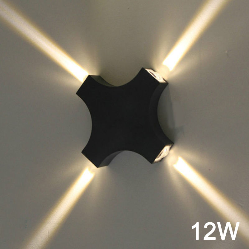 Impermeable IP65 LED Lámpara de pared para exteriores 12W Cross Star 4 Iluminación lateral para decoración de jardín