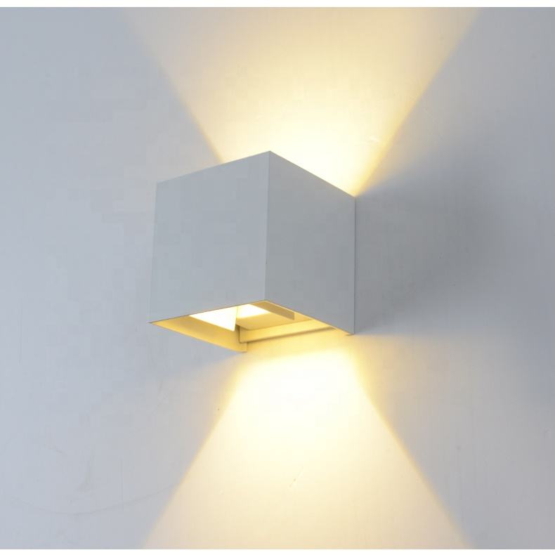 Wandlamp ajustable IP65 impermeable interior y exterior cubo LED lámpara de pared salón dormitorio aluminio arriba y abajo Led jardín porche luz