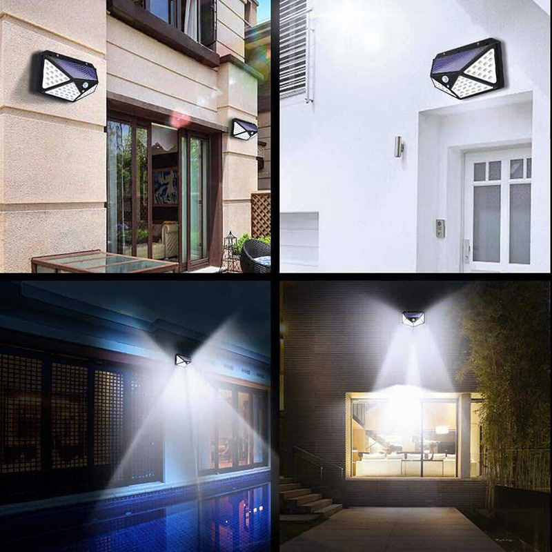 100 LED ip65 luz Solar al aire libre lámpara Solar PIR Sensor de movimiento luz de pared impermeable energía Solar luz solar para decoración de jardín