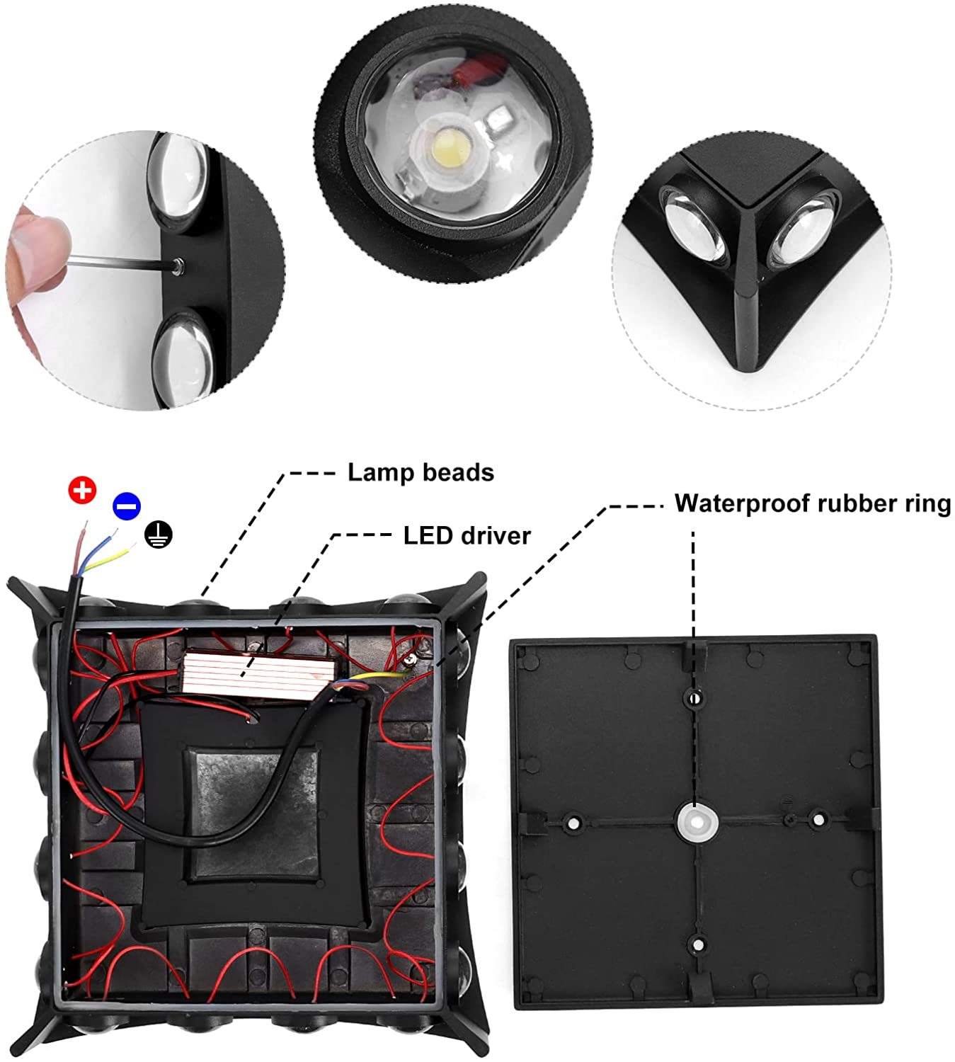 Lámpara de pared moderna Cubo Led Aplique de pared Lámpara impermeable IP65 Luz de pared interior 110V 220V para baño Iluminación exterior 4W 6W 8W