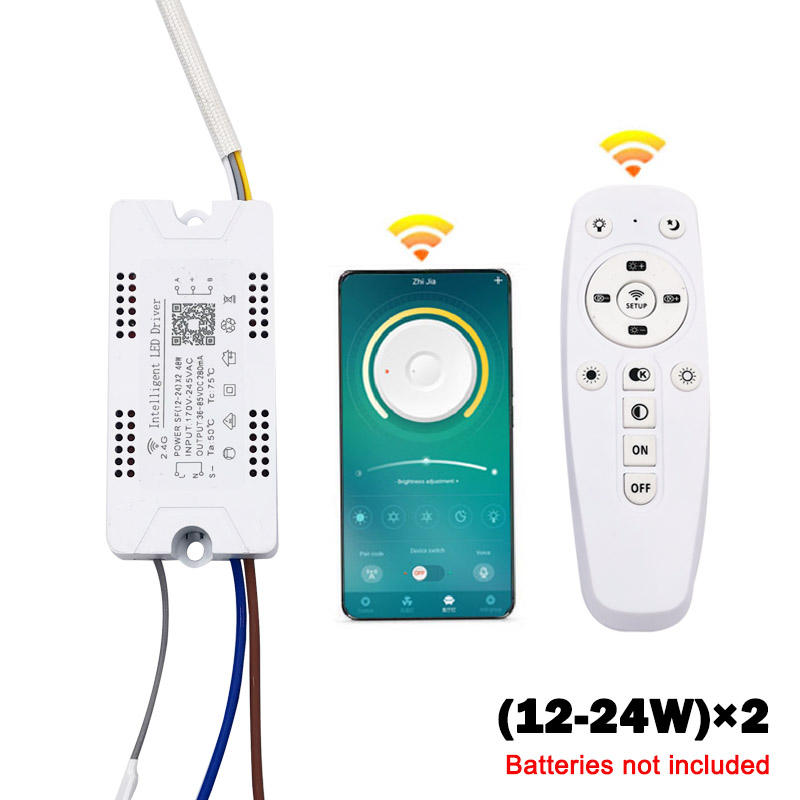 Controlador LED de control de aplicación, transformador LED inteligente remoto de 2,4G (20-40W)X2 (40-60W)X2 para lámpara de araña regulable que cambia de color