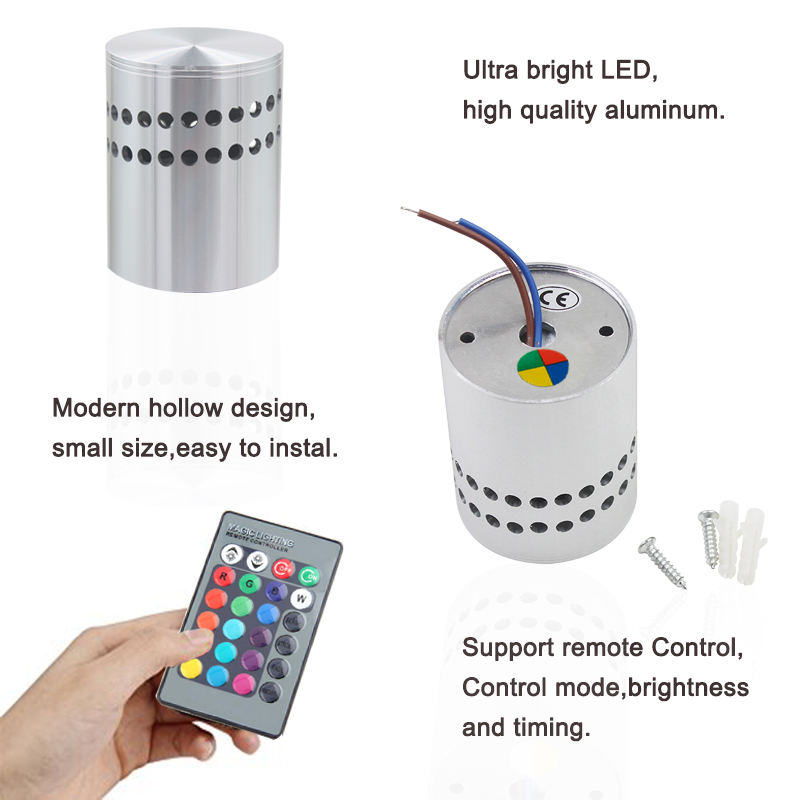 Lámparas de pared para interiores, luz led de 12W, lámpara led/luz de pared moderna/luz de pared elegante, luz de pared led, colorida con control remoto