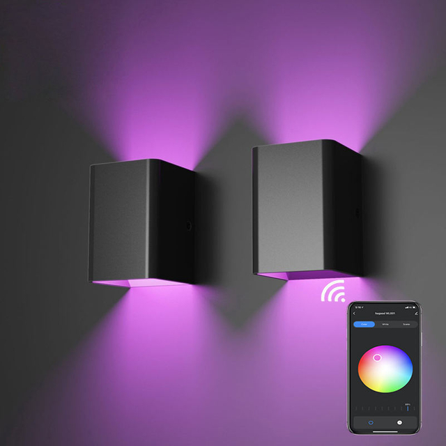 Luz inteligente de 9 W versión de ángulo ajustable Wifi lámpara de pared impermeable RGBW candelabro de exterior cambio de Color por lámpara de aplicación inteligente