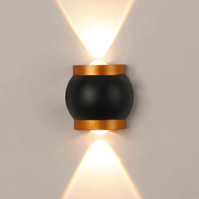 Decoración del hogar 6W 12W LED luz de pared interior exterior impermeable aluminio dos cabezales lámpara de pared para jardín porche dormitorio escaleras luces