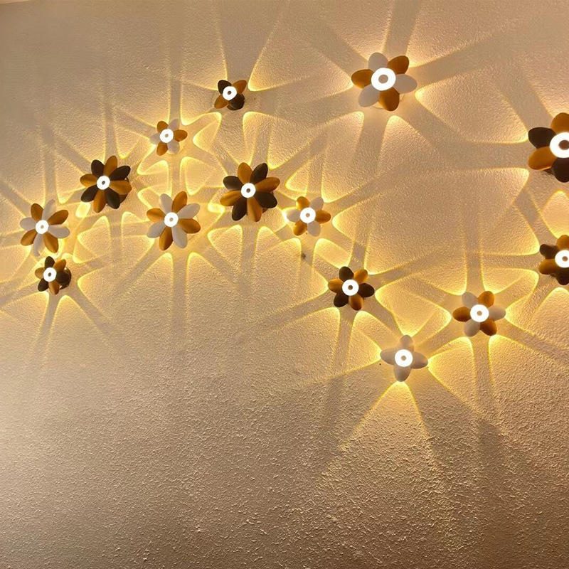 Luz LED de pared para exteriores, luz de pared luminosa para decoración de pared, foco de loto, Villa, pasillo, balcón, pasillo, luz de pared de fondo