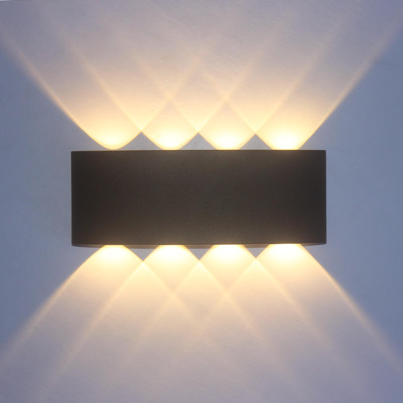 Lámpara de pared LED de 6W en forma de arco para exteriores, resistente al agua, hacia arriba y hacia abajo, aplique de pared moderno de aluminio, iluminación de pared