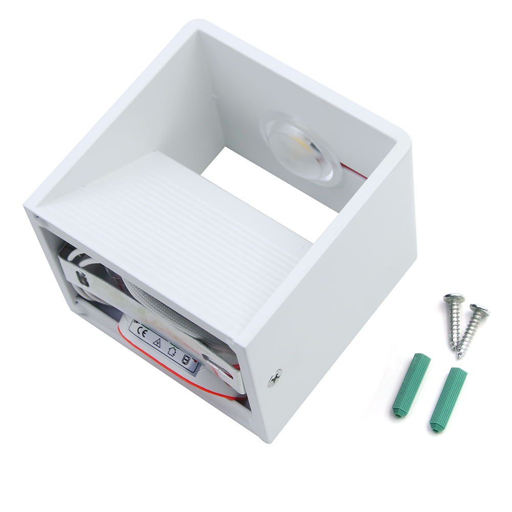 3w 5w Lámpara de pared cuadrada Iluminación LED para interiores Iluminación LED para interiores Cubo de cerámica Lámpara de pared para interiores Cuadrada Pequeña luz de noche Lámpara de pared única Decoración de hotel para interiores Buena calidad 