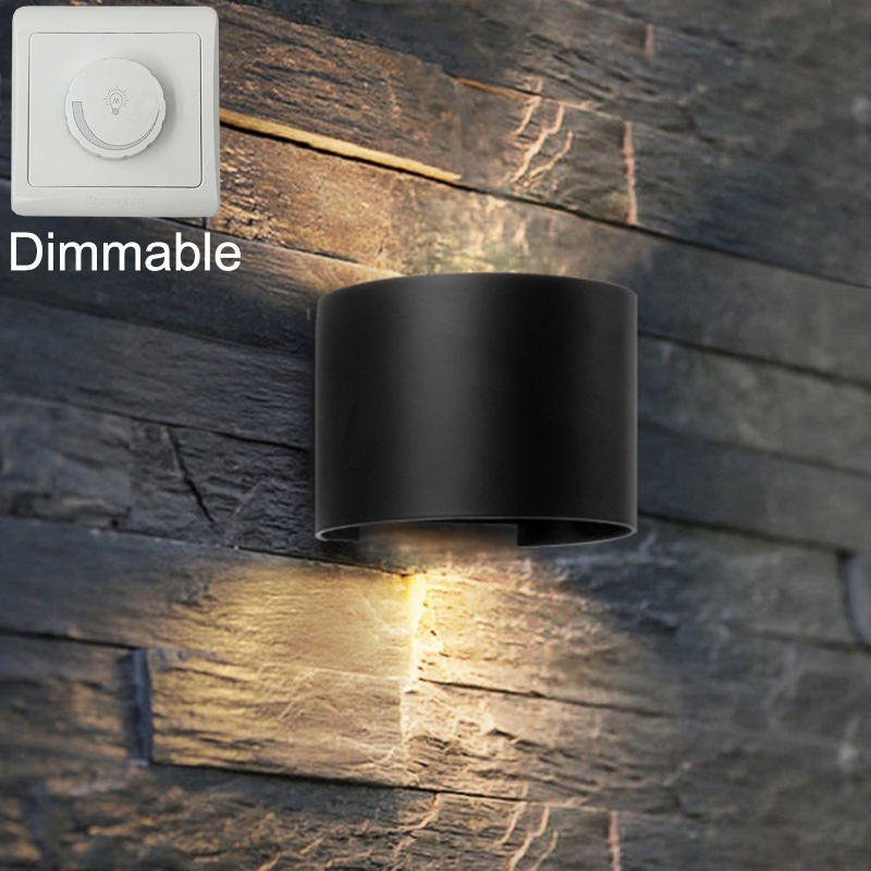 Lámpara de pared impermeable semicircular moderna con luz LED decorativa e iluminación exterior Iluminación de pared hacia arriba y hacia abajo