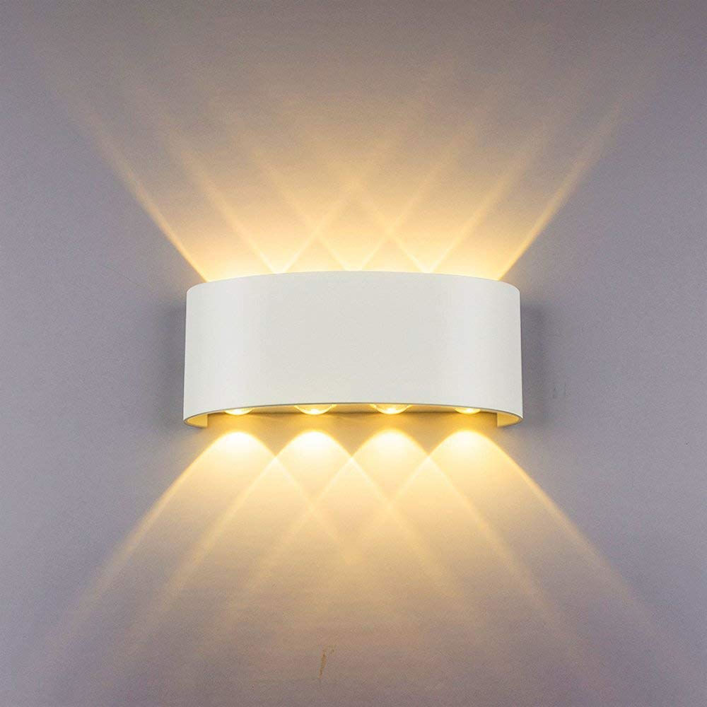 Lámpara de pared impermeable para exteriores, 4W, 6W, 8W, 10W, 12W, ovalada hacia arriba y hacia abajo, resistente al agua, IP65, luz de pared Exterior, porche, luz de jardín