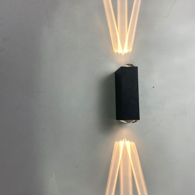 Lámpara de pared de tres haces de carcasa negra de 6W 18W IP65, luz de pared impermeable para exteriores, lámpara de jardín, lámpara de calle para decoración de jardín