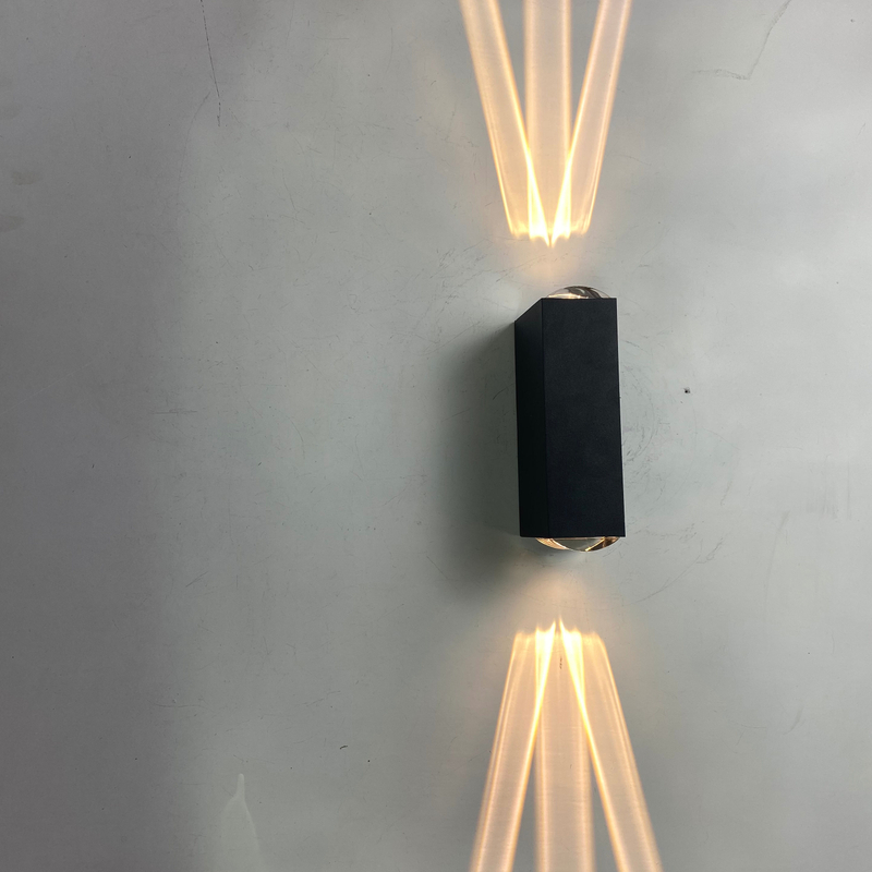 Lámpara de pared de tres haces de carcasa negra de 6W 18W IP65, luz de pared impermeable para exteriores, lámpara de jardín, lámpara de calle para decoración de jardín