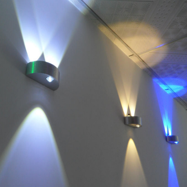 Lámpara de pared LED de semicírculo de estilo único de 3w, luces de pared de aluminio hacia arriba y hacia abajo para el hogar, dormitorio, mesita de noche, pasillo, sala de estar