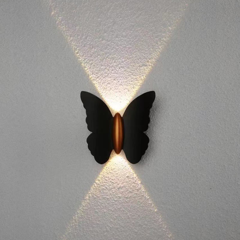 Lámpara de pared para exteriores con forma de mariposa hermosa de 6 W, luz de pared impermeable IP65 para decoración de jardín, luz de soporte para pasillo