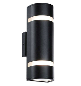 Luz negra moderna a prueba de agua para montaje en pared, aplique de pared de aluminio, 2 luces, luz de pared para exteriores, AC85-265, lámpara de arriba y abajo