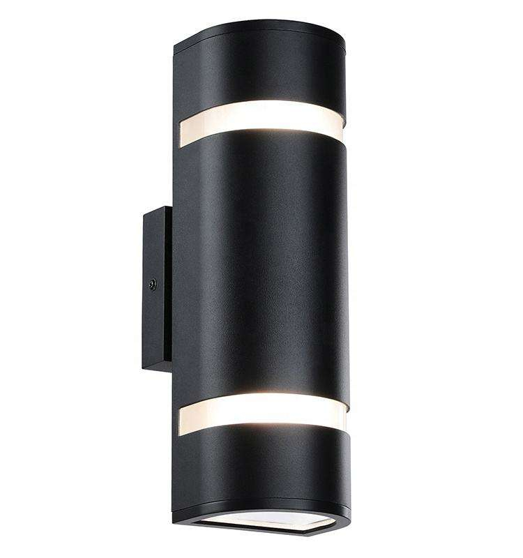 Luz negra moderna a prueba de agua para montaje en pared, aplique de pared de aluminio, 2 luces, luz de pared para exteriores, AC85-265, lámpara de arriba y abajo