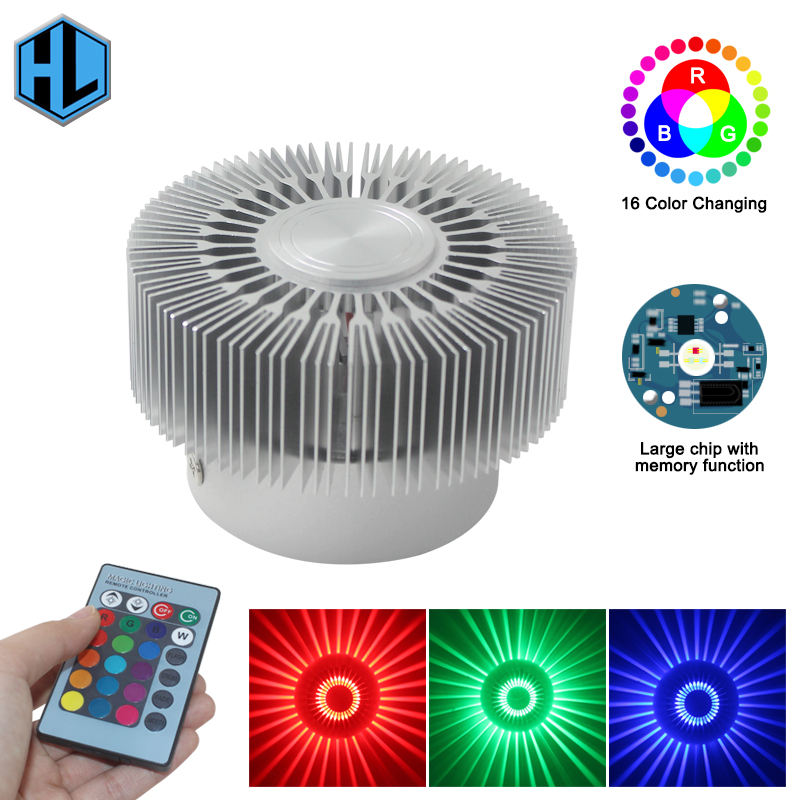 Lámpara de pared LED de 3W y 12 colores, aplique de pared de iluminación Led de aluminio, AC85-265V, accesorio de diseño de interiores para decoración de iluminación de pared de Bar