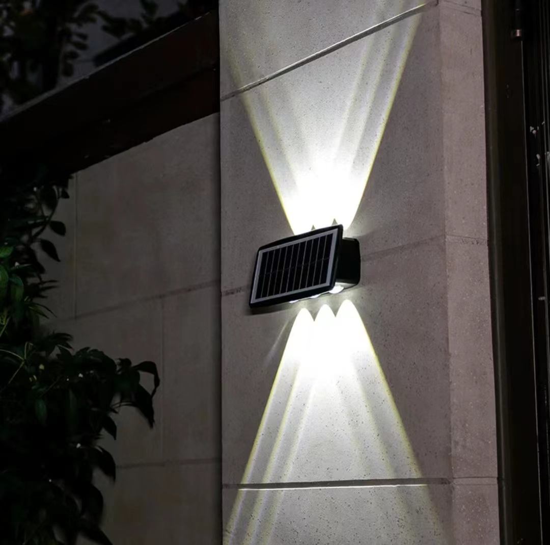 6LED Solar pared luz exterior impermeable LED luces de pared para patio calle paisaje jardín decoración lámpara Solar pared exterior