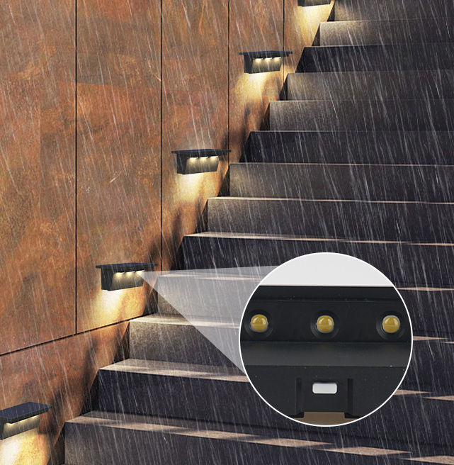 Luz solar a prueba de agua Control de luz inteligente Lámpara de luz solar para exteriores para jardín Calle Paisaje Balcón Decoración Lámpara de pared solar